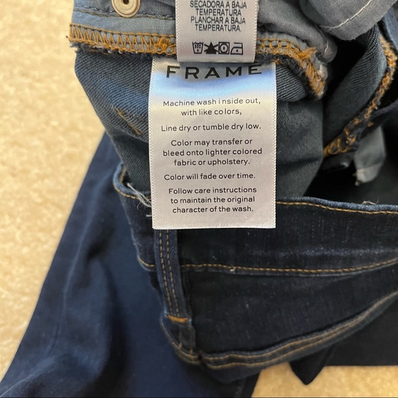 Frame Denim Le Skinny De Jeanne Frayed Sweetheart Hem Womens 24 Longstreet Blue - Picture 6 of 12